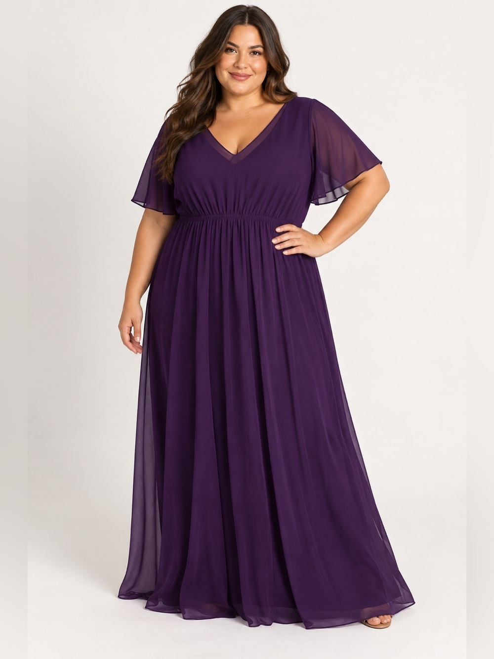 Women’s Plus Size Long Dress Purple Size 24 W
